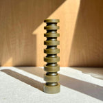 Olive Ridged Pillar Candle