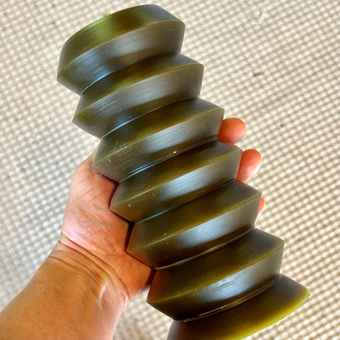 Olive Squat ZigZag Candle