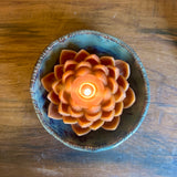 Blue/Brown Candle Holders & Amber Candles