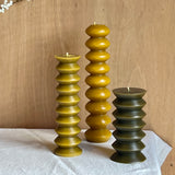 Mustard Sine Wave Pillar Candle