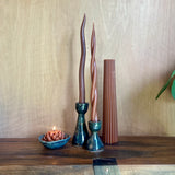 Blue/Brown Candle Holders & Amber Candles