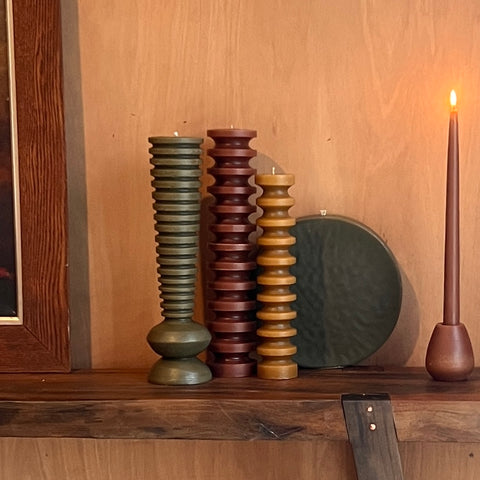 Natural Ridged Pillar Candle