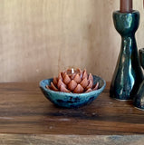 Blue/Brown Candle Holders & Amber Candles