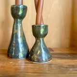 Blue/Brown Candle Holders & Amber Candles