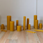 100% Beeswax candle collection including the hand-dipped taper dinner candles.