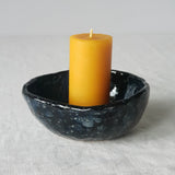 Black Ceramic Bowl & Timeless Pillar Candle Set