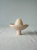 White Bell Candle with Pedestal Ceramic Holder