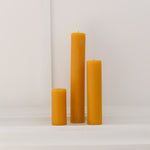 The Timeless Collection Beeswax pillar set. Small, large, medium. A combined burn-time of up to 63 hours.