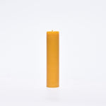 The Timeless Collection Beeswax pillar Candle-medium. Burn-time of up to 20 hours. 3.5cm wide, 15cm high, weighs 150g. All measurements are done at the minimum.